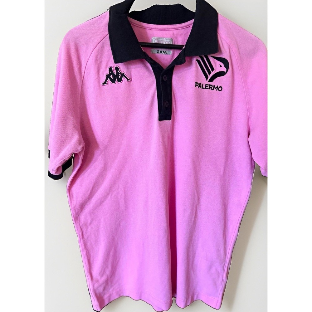 Kappa Gara Palermo Polo Shirt Pink/Black Men's XL Short Sleeve
